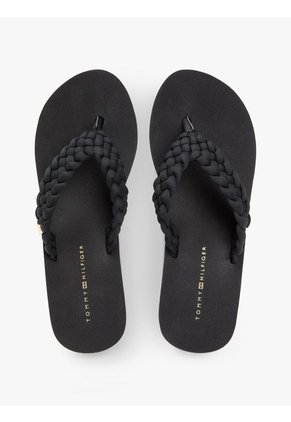 Sandalias Negro De Cuña Con Tiras Trenzadas Tommy Hilfiger