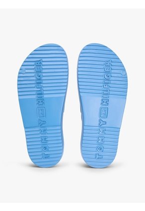 Sandalias Celeste Con Tira Doble Y Logo Esmaltado Tommy Hilfiger