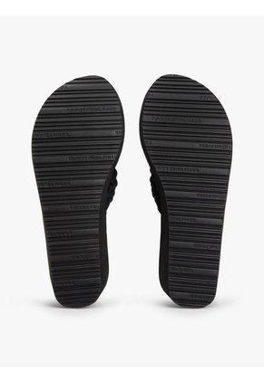 Sandalias Negro De Cuña Con Tiras Trenzadas Tommy Hilfiger