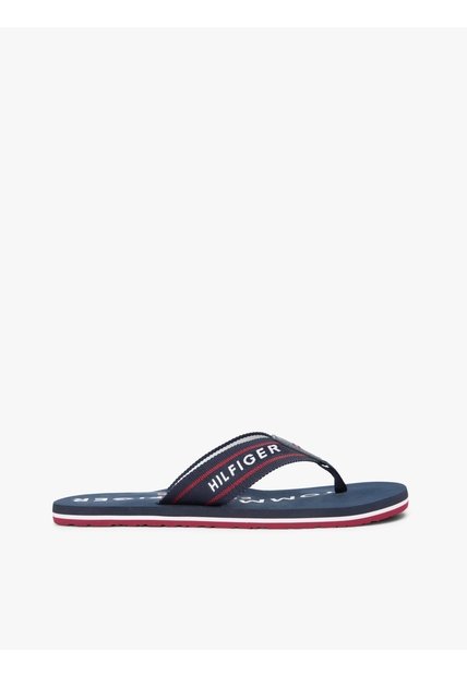 Sandalias Azul De Tiras De Textil Trenzado Con Logo Tommy Hilfiger