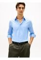 Camisa Azul Twill De Corte Regular Con Cuello Flexible Tommy Hilfiger de Tommy Hilfiger