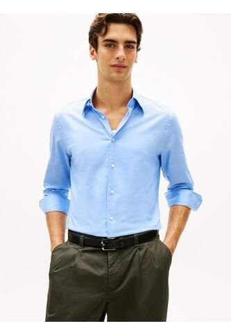 Camisa Azul Twill De Corte Regular Con Cuello Flexible Tommy Hilfiger Tommy Hilfiger