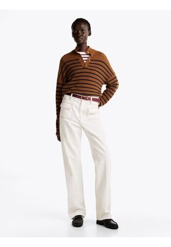 Jeans Blanco De Talle Alto Y Corte Bootcut Con Costuras A Contraste Tommy Hilfiger Tommy Hilfiger