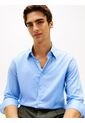 Camisa Azul Twill De Corte Regular Con Cuello Flexible Tommy Hilfiger de Tommy Hilfiger
