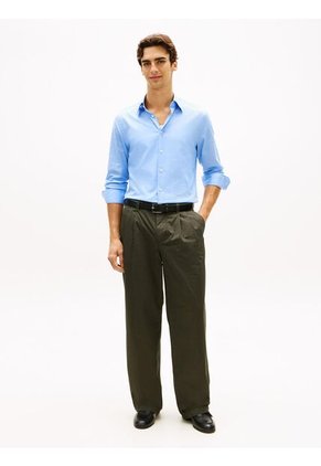 Camisa Azul Twill De Corte Regular Con Cuello Flexible Tommy Hilfiger