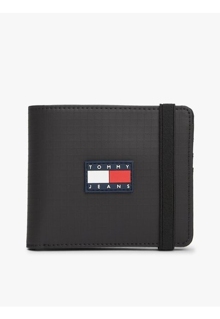 Billetera Negra Daily Tech Con Logo Engomado Tommy Hilfiger