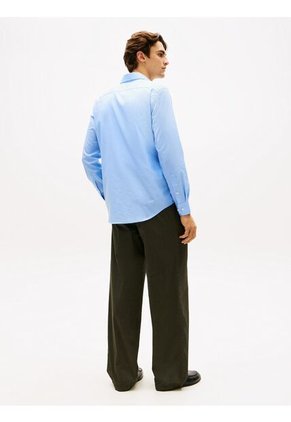 Camisa Azul Twill De Corte Regular Con Cuello Flexible Tommy Hilfiger