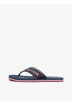 Sandalias Azul De Tiras De Textil Trenzado Con Logo Tommy Hilfiger