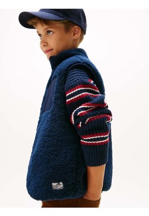 Chaleco Azul Acolchado Reversible Con Peluche Tommy Hilfiger