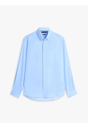 Camisa Azul Twill De Corte Regular Con Cuello Flexible Tommy Hilfiger