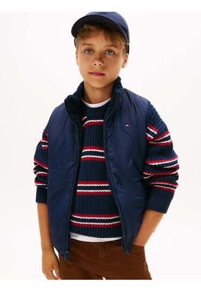 Chaleco Azul Acolchado Reversible Con Peluche Tommy Hilfiger