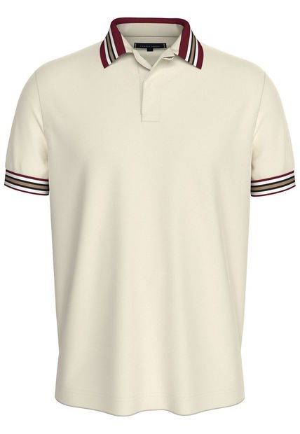 Polo Beige De Corte Regular Con Cuello A Contraste Tommy Hilfiger