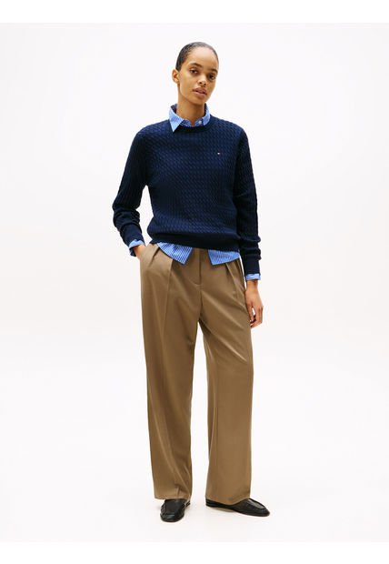 Saco Azul Tejido De Punto Trenzado Fino Tommy Hilfiger