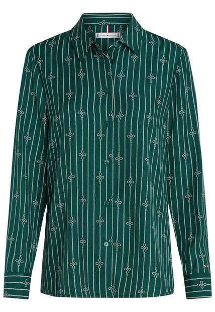 Camisa Verde De Rayas Estilo Cuerda Tommy Hilfiger