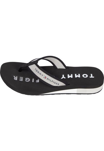 Sandalias Negro Con Logo Tommy Hilfiger