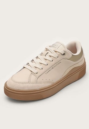 Tenis Lifestyle Beige-Café-Dorado Tommy Hilfiger