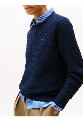 Saco Azul Tejido De Punto Trenzado Fino Tommy Hilfiger