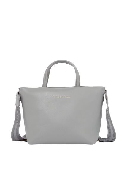 Bolso Gris Tote Con Correa Cruzada Tejida Tommy Hilfiger