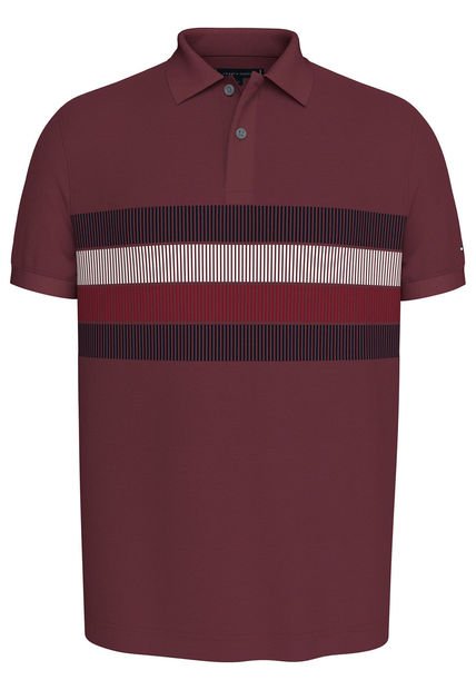 Polo Rojo Global Stripe De Corte Regular Tommy Hilfiger