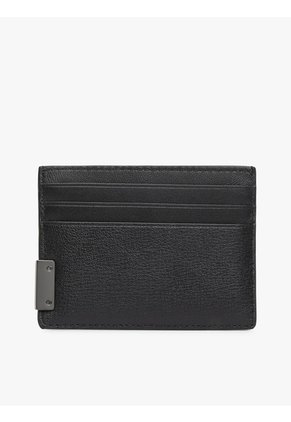 Tarjetero Negro De Cuero Con Herraje TH Tommy Hilfiger