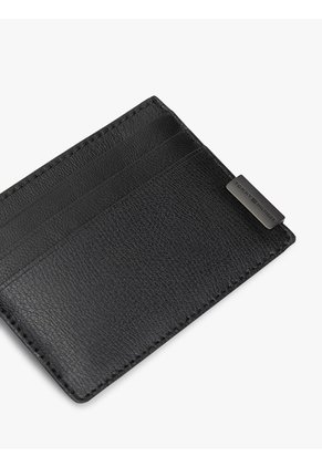 Tarjetero Negro De Cuero Con Herraje TH Tommy Hilfiger