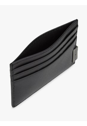 Tarjetero Negro De Cuero Con Herraje TH Tommy Hilfiger