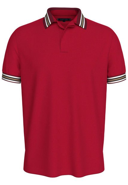 Polo Rojo De Corte Regular Con Cuello A Contraste Tommy Hilfiger