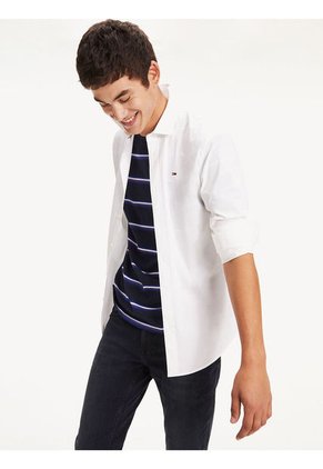 Camisa Blanca De Algodón Slim Fit Para Hombre Tommy Jeans