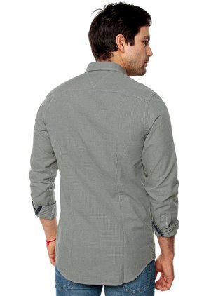 Camisa Verde Oliva-Blanco Tommy Hilfiger