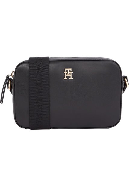 Bolso Negro Cruzado Con Logo Metalizado Tommy Hilfiger