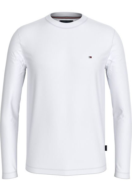 Camiseta Blanca Manga Larga Con Corte Slim Y Logo Tommy Hilfiger