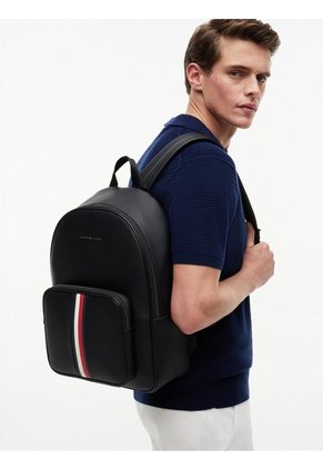 Morral Negro Con Cinta Distintiva Y Logo Tommy Hilfiger