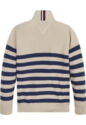 Súeter Niño De Cuello Alto Con Rayas Beige Tommy Hilfiger