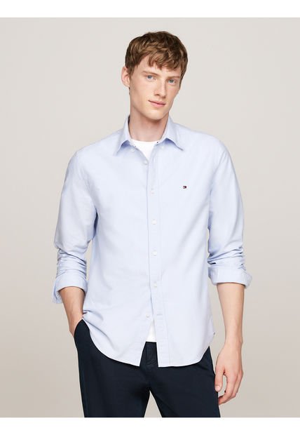 Camisa Azul Oxford Heritage De Corte Regular Tommy Hilfiger