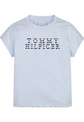 Camiseta Con Logo De Rayas Náuticas Niña Celeste Tommy Hilfiger