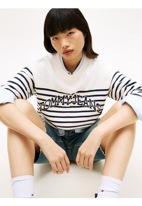Saco Blanco TJW Varsity De Cuello Redondo Con Estilo Universitario Tommy Jeans