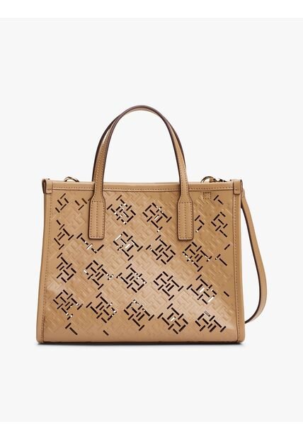 Bolso Beige Tote City Con Monograma TH Tommy Hilfiger
