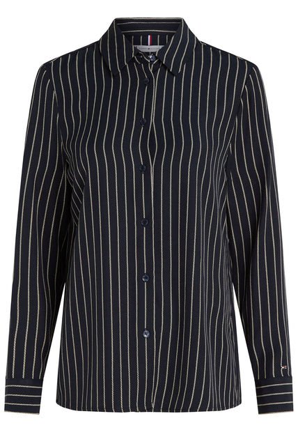 Camisa Azul Oscuro De Rayas Estilo Cuerda Tommy Hilfiger