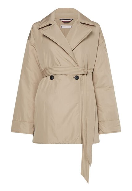 Gabán Beige Con Cinturón Para Mujer Tommy Hilfiger