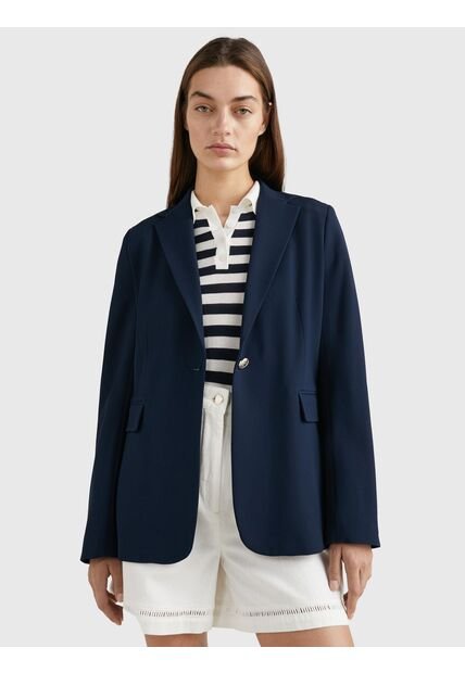 Americana De Traje Con Botonadura Sencilla Mujer Azul Tommy Hilfiger