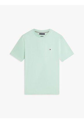 Camiseta Verde De Cuello Redondo Con Logo Bordado Tommy Hilfiger