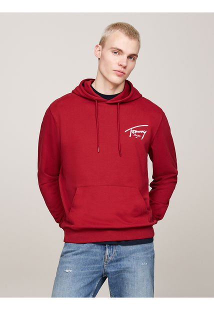 Buzo Rojo Con Capota Y Logo Distintivo Tommy Jeans