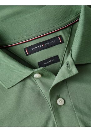 Polo Verde De Punto Interlock De Corte Regular Tommy Hilfiger