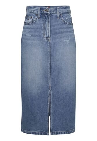 Falda Azul Denim Con Abertura Frontal Tommy Jeans Tommy Hilfiger