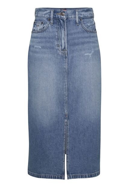 Falda Azul Denim Con Abertura Frontal Tommy Jeans