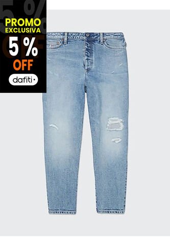 Jeans Mom Fit Desgastados  Adaptive Mujer Azul Tommy Hilfiger Tommy Hilfiger