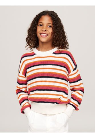 Saco Tejido Essential De Rayas Rosadas Para Niña Tommy Hilfiger Tommy Hilfiger