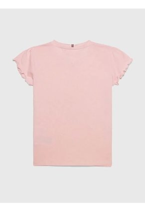 Camiseta Niña Rosada Con Logo Floral Tommy Hilfiger