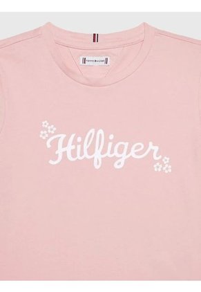 Camiseta Niña Rosada Con Logo Floral Tommy Hilfiger