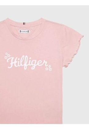Camiseta Niña Rosada Con Logo Floral Tommy Hilfiger